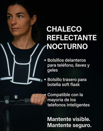 Mochila Chaleco Correr Running Hidrante Reflectiva Negro