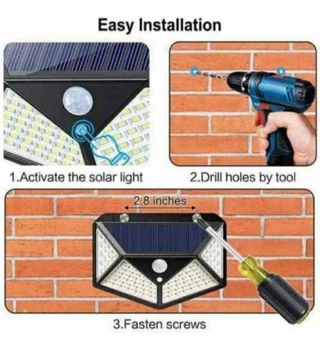 X4 Foco Solar 100 Led Con Censor De Movimiento