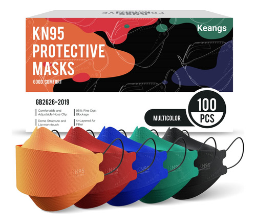 Keangs Kn95 Face Masks 100 Pack, Mascara Desechable Protecto