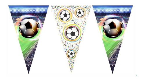 Banderin Triangular Futbol Pelotas Fiesta Decoracion 14x22cm