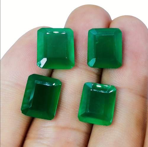 4 Piezas 27.20ct Lote Natural Piedra Onix Verde Esmeralda 