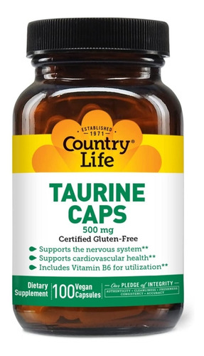 Taurina 500mg - 100 Capsulas  Sin Gluten