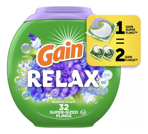 Detergente Súper Cápsula Gain Relax Oxi Febreze 32cap 1.42kg