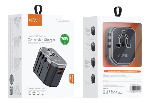 Enchufe Universal Vidvie Puerto Usb Carga Rapida Tipo C