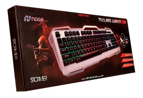 Imagen 2 de 3 de Teclado Gamer Led Luces Retroiluminado Usb Pc Noga Nkb-k10 Color Del Teclado Blanco