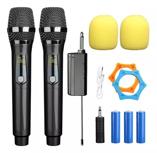 Universal Micrófono Inalámbrico Profesional Karaoke Kit 2pcs Color Negro