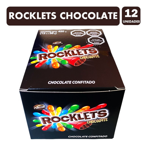 Rocklets Chocolate De Arcor - Chocolate Confitado (caja 12u)