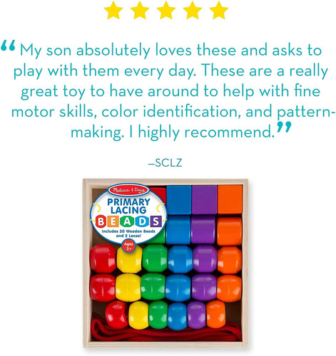 Conjunto De Cuentas Melissa & Doug, Con 30 Cuentas Y 2 Cordo