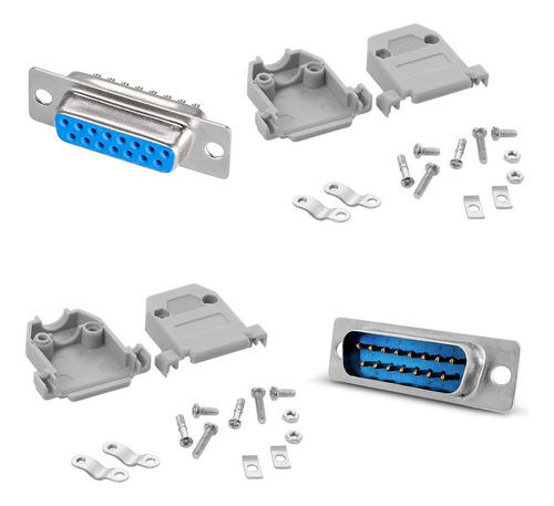 5 Conector Db15 Macho Y 5 Hembra Para Soldar Con Cubiertas