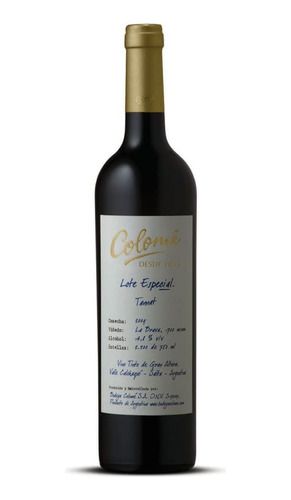 Colome Lote Especial Tannat 750ml - Vinos - Sabremos Tomar