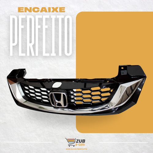 Grade New Civic 2015 2016 Black Piano Com Emblema Cromado