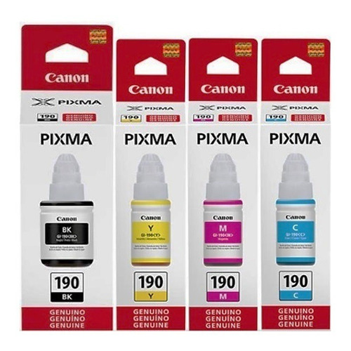 Kit De 4 Botellas De Tinta Originales Canon Pixma Gi-190