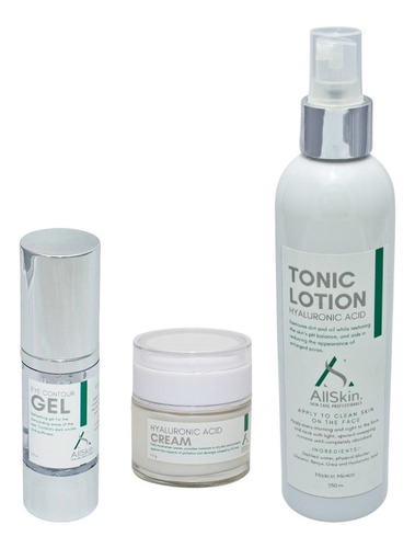 Kit Gel Ojos, Crema Y Tónico Facial Con Ácido Hialurónico