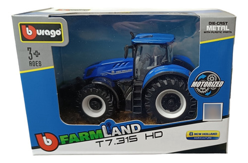 Tractor Azul, Escala 1:40, Burago, 11cms De Largo. 