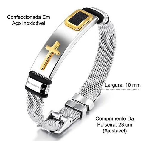 Imagem 5 de 5 de Pulseira Masculina Bracelete Cruz