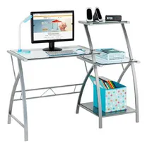 Comprar Escritorio De Acero\u002Fvidrio Con Repisas