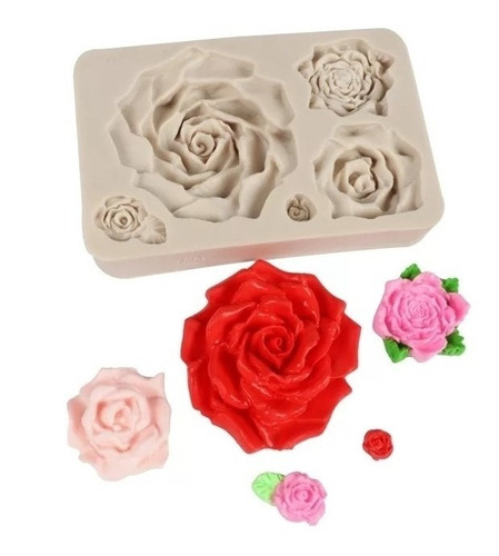 Molde Silicona 5 Mini Rosas Flores Resina Chocolates Fondant