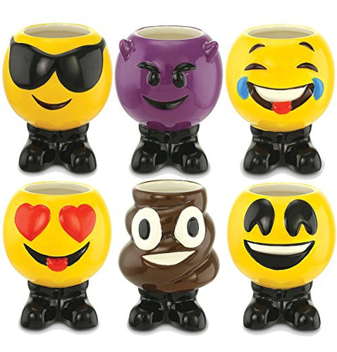 Kovot Juego De 6 Vasos De Chupito De Cerámica Emoji - Cada U