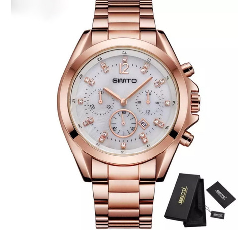 Relógio Feminino Dourado Barato A´prova Dágua