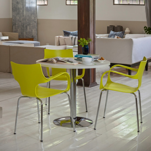 Imagen 2 de 4 de Mesa Redonda Diseño Menta Tipo Bar Base Cromada
