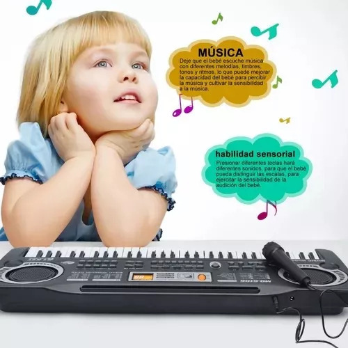 # Piano Electrónico De 61 Teclas Con Micrófono Para Niños