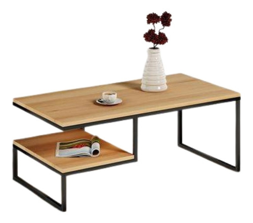 Mesa Baja Ratona Estilo Industrial Estante Desnivel 80x50 