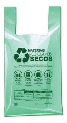 Sacola Plástica Biodegradável Prefeitura 30x40 C/ 2.000 Unid Cor Verde-claro Padrão Prefeitura