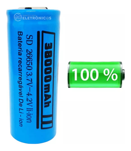 Bateria Recarregável 26650 De Li-ion 3.7v-4.2v 38000mah