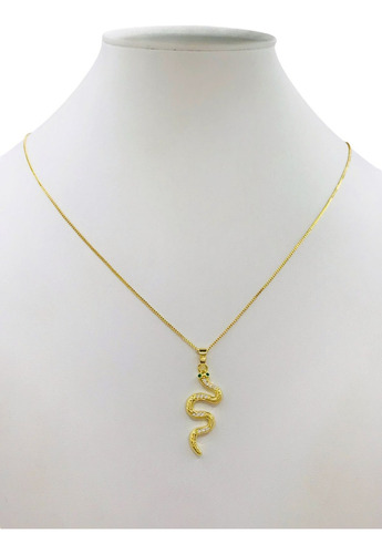 Cordão Feminino Serpente 1mm Banhado A Ouro 18k