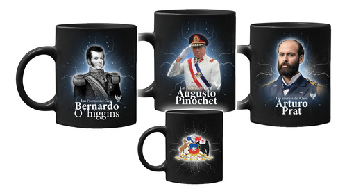 Bello Pack De 3 Tazones: Pinochet, O'higgins Y Prat. 01