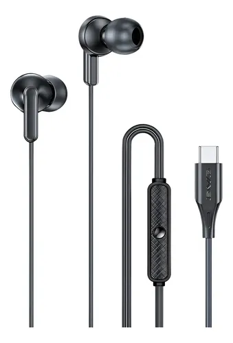 Fone Usb-c Awei Pc-25t Com Microfone Som Nítido Cabo Tpe Preto
