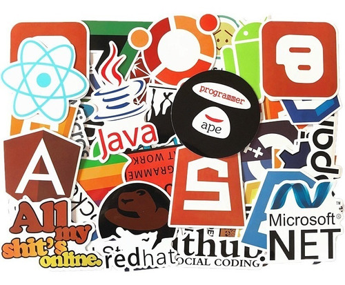 Set Calcomanias 50 Stickers Logos Lenguajes De Programacion
