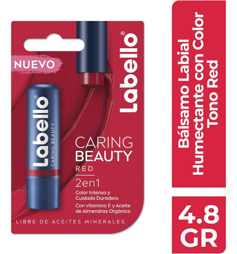 Bálsamo Labial Labello Caring Beauty Color Red 4.8g