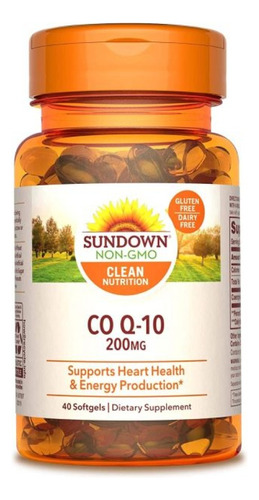 Coezima Q-10 Sundow 200 mg (dos veces más), 40 cápsulas blandas, sabor sin sabor
