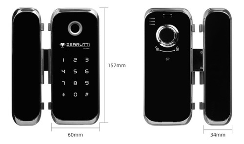 Imagen 4 de 4 de Cerradura Digital Inteligente Zerrutti Para Puerta De Vidrio
