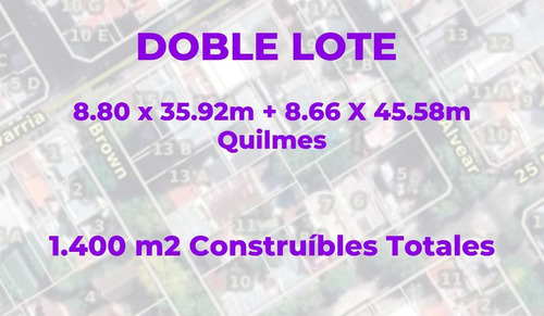 Imagen 1 de 11 de Doble Lote . 1.160m2 Vendibles. Quilmes Centro