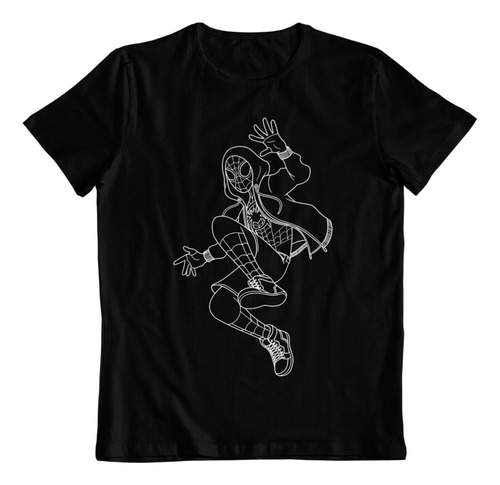 Dtf - Polera Algodon - Spider-man Miles Morales Blanco/negro