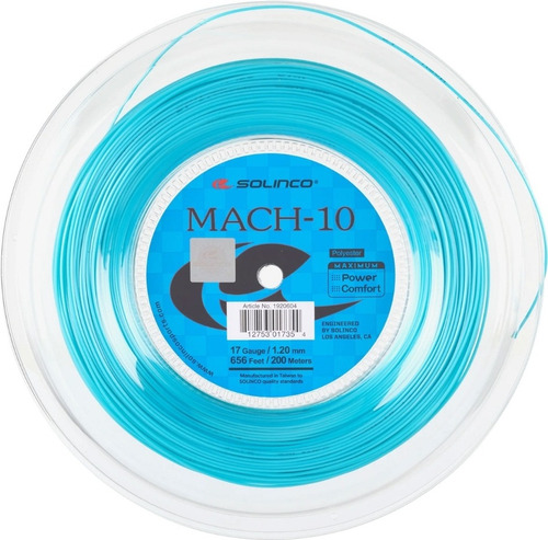 Corda Solinco Mach-10 1.20mm - Rolo 200 Metros Cor Azul-celeste Espessura 12 Cm