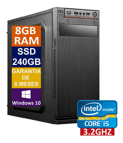 Pc Computador Cpu Intel Core I5 2400+4gb + Ssd 240gb Wi-fi