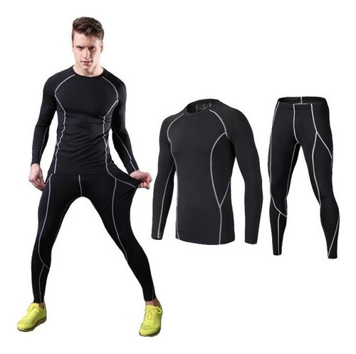 Traje De Baño Conjunto Manga Larga Surf Natación Buceo Negro