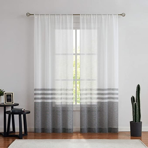 West Lake Stripe Sheer  Panel De Cortina S Color Block Farm