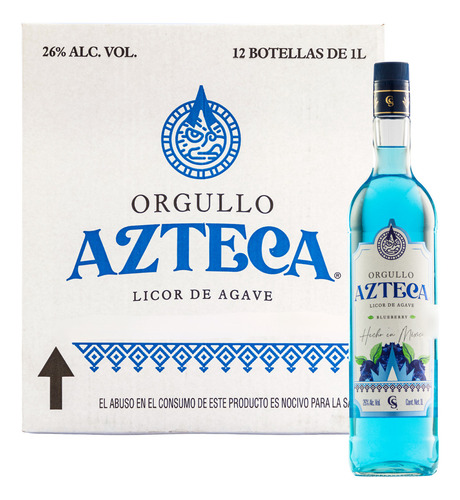 Caja Licor De Agave Orgullo Azteca Blueberry 1000 Ml