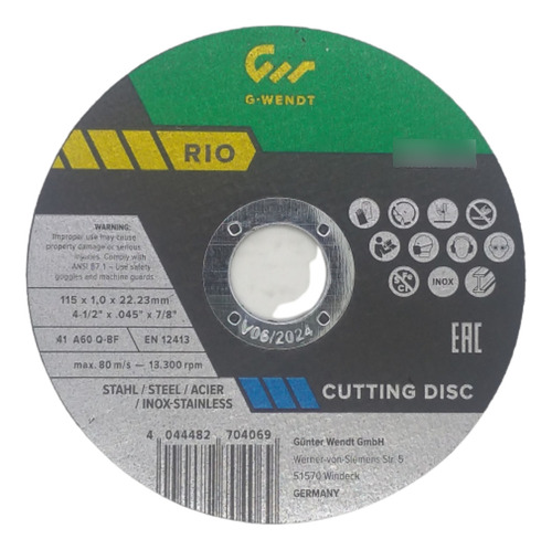 Disco Corte Rio 115x1,0x22,23 A60 S-bf - 270406