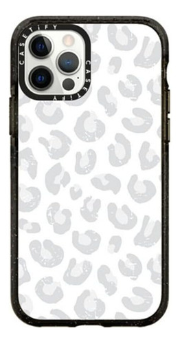 Funda Casetify Para iPhone 12/12 Pro  Leopardo Plata Clear B