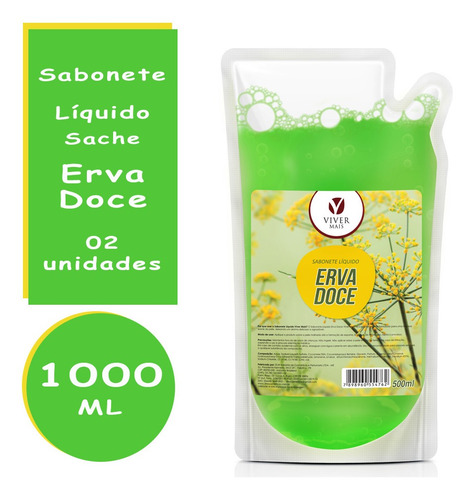 Imagem 1 de 1 de Kit Com 2 Sachês De Sabonete Líquido Erva Doce 500ml