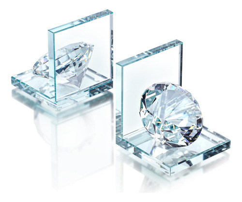 1 Par De Sujetalibros De Cristal Con Diamante Transparente D