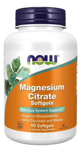 Now Citrato De Magnesio 400mg 90 Cápsulas 