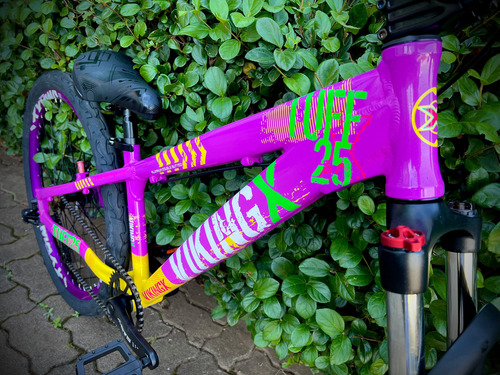 Bicicleta Vikingx Tuff Aro 26 Freio A Disco Mountain Bike Cor Roxo Amarelo Roxo Tamanho Do Quadro 13.5