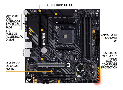 Placa Mae (amd) Asus B550m-plus Tuf Gaming Ddr4 Am4
