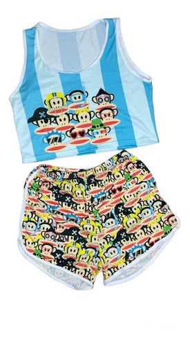 Conjunto Pijama Corto 2 Pieza Deportivo Mujer Tendencia